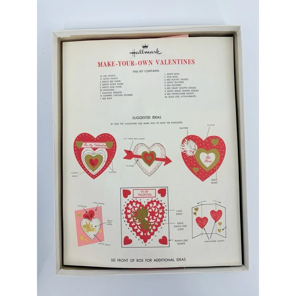 Vintage Hallmark Create Your Own Valentine Kit Incomplete Cards Hearts